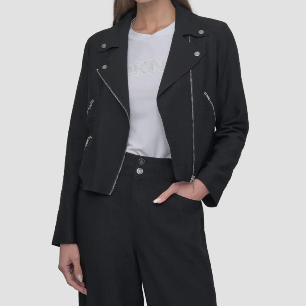 DKNY Donna Karan New York Crinkle Moto Jacket XL
